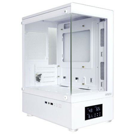 Корпус Ginzzu RX450D mATX жк. дисплей (Белый)