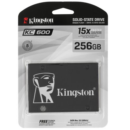 Накопитель SSD Kingston KC600, 256Gb, SATA III, 2.5", R/W 550/500
