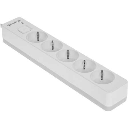 Удлинитель с сетевым фильтром Defender DFS 133, белый, 5 розеток, 3 м.