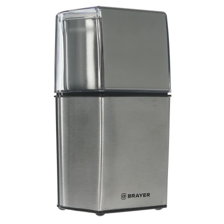 Кофемолка BRAYER BR1181, 2 ножа для мяг. и твер., 70 г.,Мощн. 200 Вт, нерж. корп, нажатием на крышку