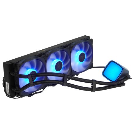 Система жидкостного охлаждения Water Cooling System Geometric Future Eskimo Pro 360 (240W, 360мм, ARGb, черный Fans: 3x120мм, 80.81CFM, 34.2dBA, 2000RPM/ Pump height 54мм, 3200RPM, Rad thickness 27мм/ S: 1851, 1700, 1200, 115X, 2011, 2066, AM5, AM4)