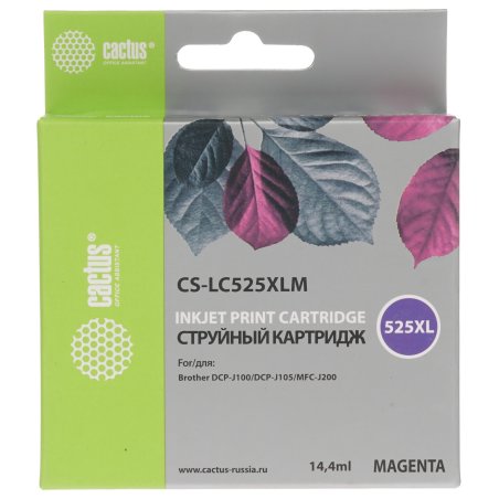 Картридж струйный Cactus CS-LC525XLM пурпурный (14.4 мл) для Brother DCP-J100/J105/J200