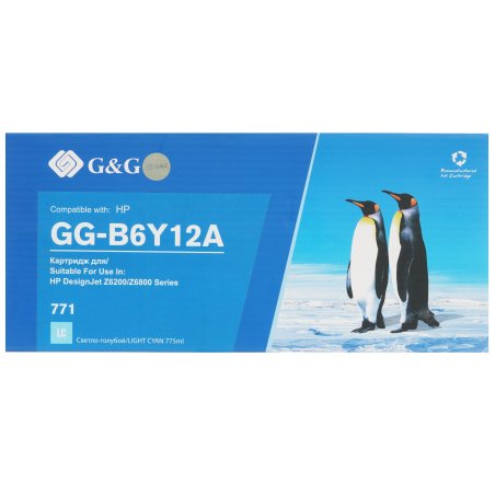 Картридж струйный G&G GG-B6Y12A 771C светло-голубой (775 мл) для HP DesignJet Z6200