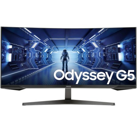 Монитор 34" Samsung Odyssey G5 C34G55TWWI VA 3440x1440, 165 Гц, 1 мс, 21:9, 250 кд/м2, 1xHDMI, 1xDP, изогнутый, черный