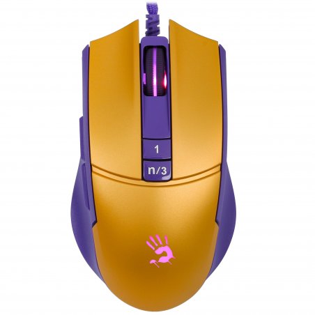 Мышь проводная A4Tech Bloody L65 Max желтый/фиолетовый, 12000 dpi, USB, кнопки - 7