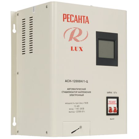 Стабилизаторы напряжения Ресанта АСН-12 000/Н1-Ц 63/6/22 Стабилизатор Lux 220В±8%, Габ. 305х190х360, Вес 19,5кг
