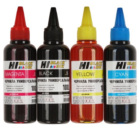 Комплект универсальных чернил Hi-Black для Brother (тип B-V1), на водной основе, 4 цвета