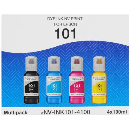 Чернила NVPrint 101 для принтеров Epson, набор 4 цвета по 100 мл совместимые