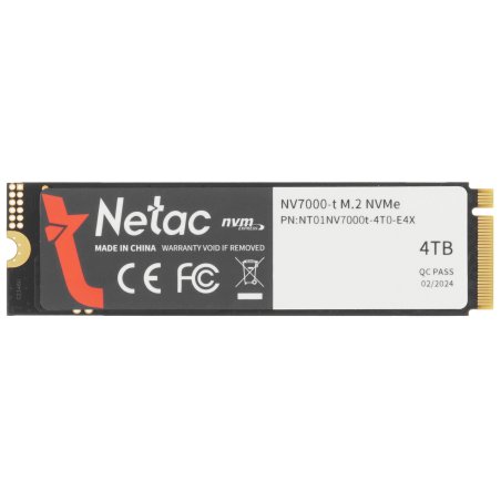 Накопитель SSD Netac NV7000-T, 4Tb, M.2 2280, PCIe 4.0 x4, NVMe, R/W 7300/6700, с радиатором