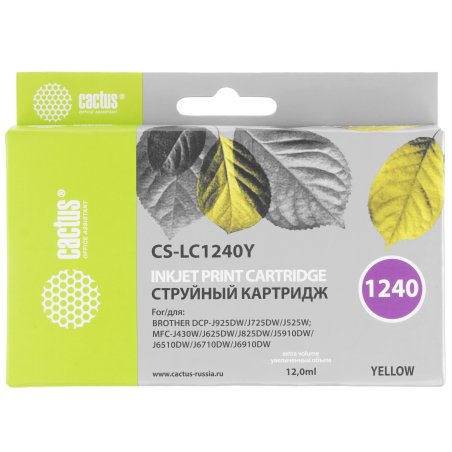 Картридж струйный Cactus CS-LC1240Y желтый (12 мл) для Brother MFC-J6510/6910DW