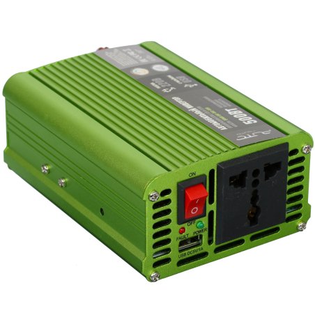 Автомобильный инвертор (преобразователь) постоянного тока 12В в переменный ток 220В, модель QUMO QAI-901-500 (Inv 001), максимальная выходная мощность 500Вт, встроенный разъем USB