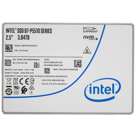 Накопитель SSD Intel D7-P5510, 3.75Tb, 2.5", PCIe 4.0 x4, NVMe, U.2, R/W 6500/3400