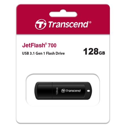 Флешка USB Transcend JetFlash 700 (TS128GJF700), 128Gb, USB 3.0, R/W 70/30, черный