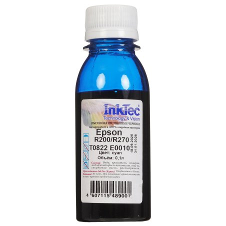 Чернила Epson R270, E0010 (InkTec) T0821, BK, 0,1л (оригинальная фасовка)