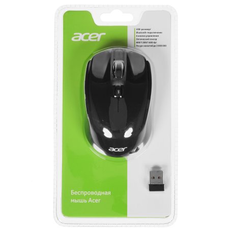 Мышь беспроводная Acer OMR050 черный, 1600 dpi, радиоканал, Bluetooth, USB, кнопки - 6