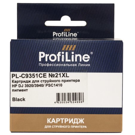 Картридж струйный ProfiLine PL-C9351CE №21XL для принтеров HP DJ 3920/3940/ PSC1410 Black пигмент