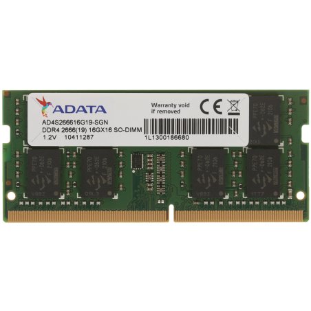Оперативная память ADATA, DDR4, 16GB (1x16GB), 2666MHz, CL19, SO-DIMM