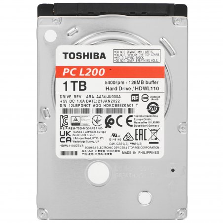 Жесткий диск HDD Toshiba L200 1Tb 5400rpm SATA-III 128Mb 2.5"