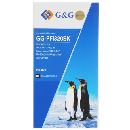 Картридж струйный G&G GG-PFI320BK (PFI-320BK) черный (300 мл) для Canon imagePROGRAF TM-200/200MFP/205/300/300MFP/305
