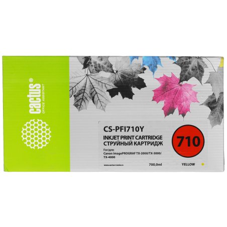 Картридж струйный Cactus CS-PFI710Y желтый (700мл) для Canon imagePROGRAF TX-2000/TX-3000/TX-4000