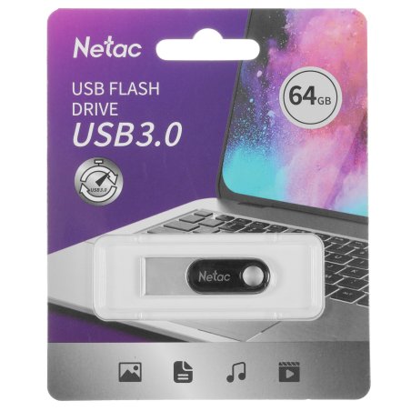 Флешка USB Netac U278 NT03U278N-064G-30PN, 64Gb, USB 3.0, металлическая матовая