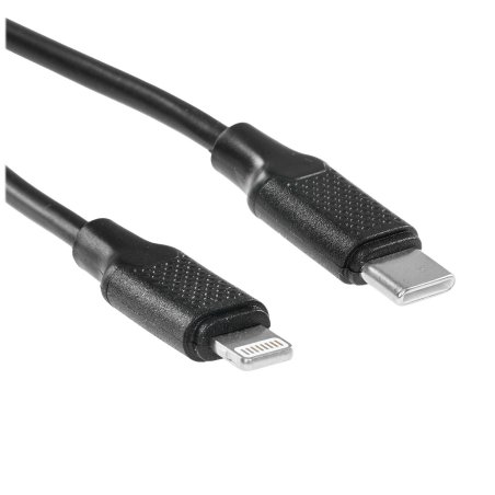 Кабель USB2.0 Гарнизон GCC-USB2-AP2CM-1M, Lightning/Type-C, 2.1А, 20W, PD/QC3.0, медь, 1м, черный, пакет