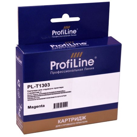 Картридж струйный ProfiLine PL-T1303 для принтеров Epson Stylus SX525WD/SX535WD/SX620/Office B42WD/BX525/BX535/BX625FWD/BX635FWD/BX925/BX935/WorkForce 525/630/3010/3520DWF/3530/3540/7015/7515/7525 с чернилами Magenta 10,1 мл