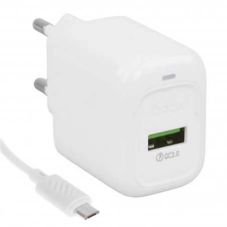 Сетевое зарядное устройство HOCO (6942007631457) CS52A 1USB 3.0A QC3.0 18W, белый