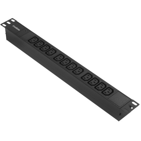 Блок розеток горизонтальный ExeGate ServerPro PDU-19H007 Al-12C13-C20, 19", 1U, Алюминий, 12 IEC 320 C13, С20, черный