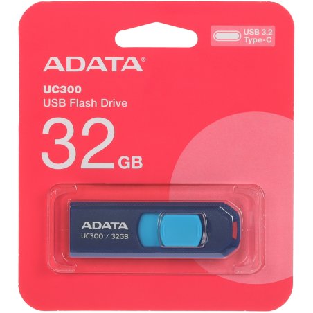 Флешка USB ADATA UC300 (ACHO-UC300-32G-RNB/BU), 32Gb, Type-C USB 3.2 Gen1, R/W 100/30, синий/голубой