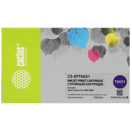 Картридж струйный Cactus CS-EPT6031 (T6031) фото черный (220 мл) для Epson Stylus PRO 7880/9880
