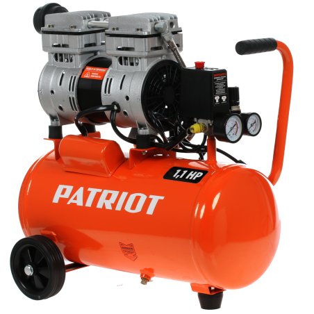 Компрессор PATRIOT WO 24-160 525306375 Безмасляный; Мощн. 1,1 кВт; Напр. 230В Об. двиг.: 2850 об/мин; Производительность: 160 л/мин; Объем ресивера: 24 л; Давление: 8 бар