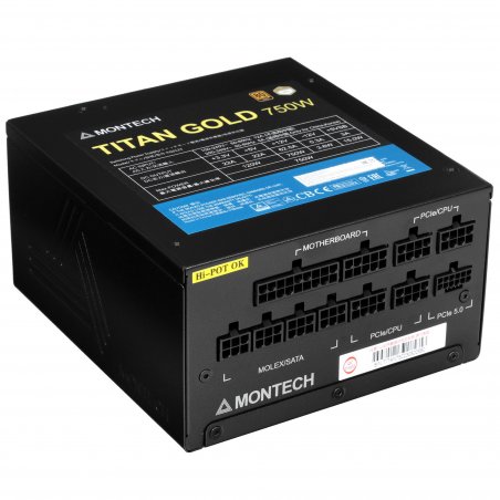 Блок питания Montech TITAN GOLD Gen.5 (TITAN GOLD 750 TIS0123), 750 Вт, 80 PLUS GOLD, 135 мм, модульный, черный