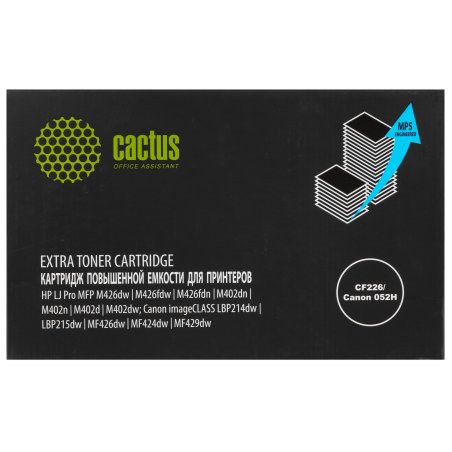 Картридж лазерный Cactus CS-CF226X-MPSXL CF226/Canon 052H, черный (15000 стр.) для HP LJ Pro MFP M426dw/M426fdw/M426fdn/M402dn/M402n/M402d/M402dw; Canon imageCLASS LBP214dw/LBP215dw/MF426dw/MF424dw/MF429dw