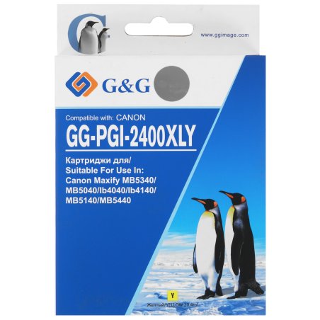 Картридж струйный G&G GG-PGI-2400XLY (PGI-2400XL Y) желтый (20.4 мл) для Canon Maxify iB4040/iB4140/МВ5040/MB5140/МВ5340/MB5440