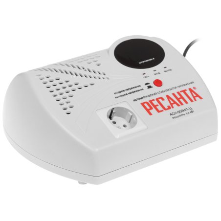 Стабилизатор напряжения Ресанта АСН- 500 Н/1-Ц 63/6/9 Стабилизатор 220В±8%, Габариты 260х200х110, Вес 2,6кг