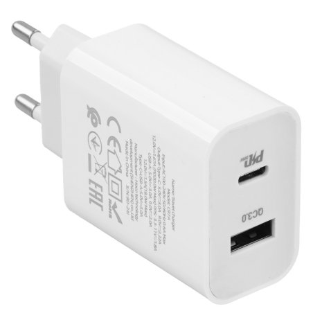 Сетевое зарядное устройство HOCO HC-66076 C97A/ PD + QC 3.0/ 2 USB: Type-A + Type-C/ Выход: 5V_9V_12V, 20W/ белый