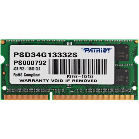 Оперативная память Patriot, DDR3, 4Gb (1x4 GB), 1333 MHz, CL9, SO-DIMM