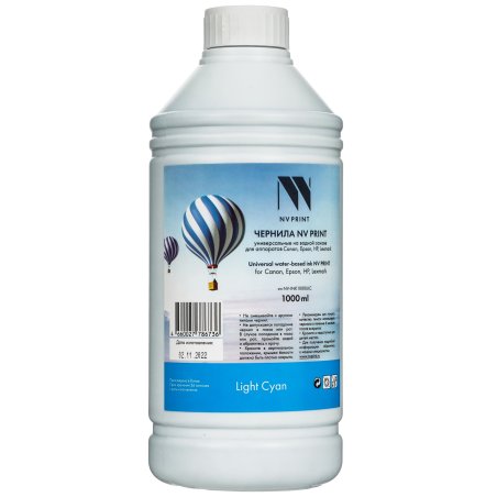 Чернила NVPrint универсальные на водной основе NV-INK1000ULC для аппаратов Сanon/Epson/НР/Lexmark (1000 ml) Light Cyan