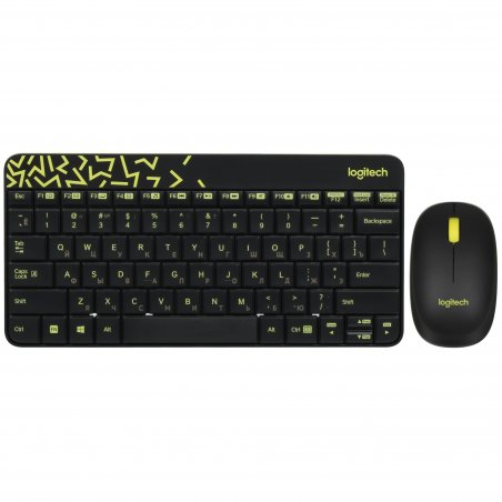 Комплект клавиатура+мышь Logitech MK240 Nano беспроводной, USB, 1000 DPI, чёрный