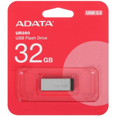 Флешка USB ADATA UR350 (UR350-32G-RSR/BK), 32Gb, USB 3.2, R/W 100/15, серебристый/черный
