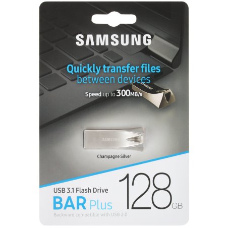 Флеш диск Samsung 128Gb Bar Plus USB Type-A, metal case, silver (MUF128BE3/CN)