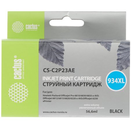 Картридж струйный Cactus CS-C2P23AE №934XL черный (30 мл) для HP DJ Pro 6230/6830