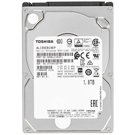 Жесткий диск HDD Toshiba SAS 1.8Tb 2.5" 10K 128Mb 1 year warranty (replacement AL15SEB18EQ)