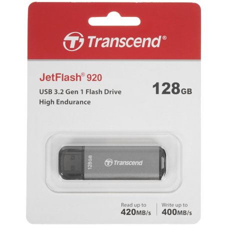 Флешка USB Transcend Jetflash 920 (TS128GJF920), 128Gb, USB 3.1, R/W 420/400, темно/серый