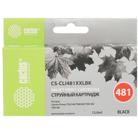Картридж струйный Cactus CS-CLI481XXLBK черный (12 мл) для Canon Pixma TR7540/TR8540/TS6140/TS8140