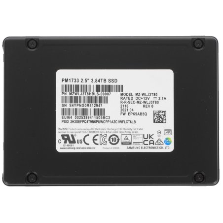 Накопитель SSD Samsung 3.84TB PM1733 2.5 PCIe Gen4 x4/dual port x2 R/W 7000/3800 MB/s R/W 1500K/135K IOPs DWPD1 5Y