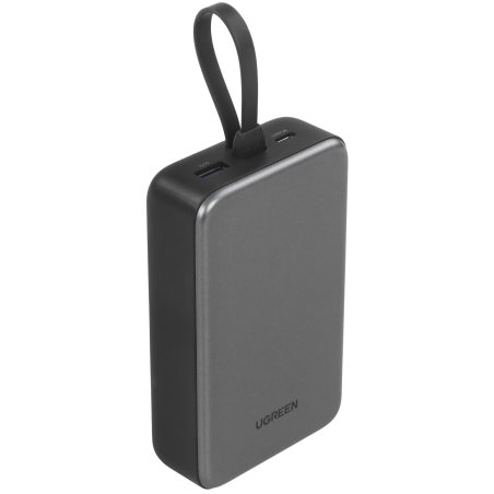 Портативный аккумулятор UGREEN PB551 55992B 145W Power Bank 0mAh USB-C&USB-A со встроенным кабелем USB-C. Цвет: серый космос