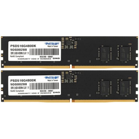 Оперативная память Patriot Signature, DDR5, 16GB (2x8 GB), 4800 MHz, CL40, DIMM