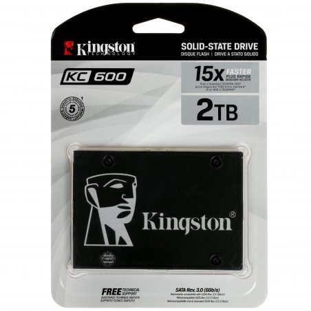 Накопитель SSD Kingston KC600, 2Tb, SATA III, 2.5", R/W 550/520